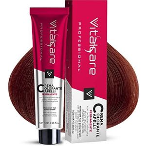 Vitalcare Professionele permanente kleuring, crème, haarkleur met zijdeproteïne, nr. 5/6, vuurrood, 100 ml
