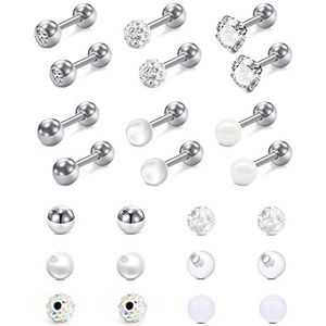 Funseedrr 11 stuks tragus helix ringen nagels chirurgisch staal 16G 6mm 8mm studs kraakbeen oor Daith Rook Conch piercing, Chirurgisch staal