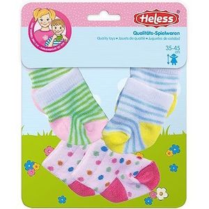 Heless 879 - Poppenkleding in grappig dierendesign, set van 3 sokken met kleurrijke motieven in 3 designs, voor poppen en knuffels van 35 tot 45 cm