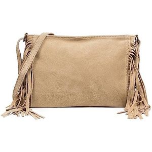 FIRENZE ARTEGIANI. Altare Schoudertas voor dames, echt leer, suède, 29 x 5 x 20 cm, kleur: taupe, utility, Taupe, Utility