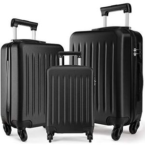 Kono Lichte reiskoffer met harde ABS-schaal, 4 zwenkwielen, 48,3 cm, 61 cm, 71,1 cm, zwart., dragen