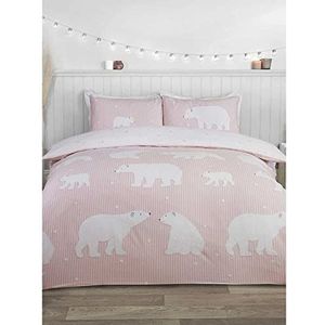 Rapport Home Beddengoedset voor tweepersoonsbed, 100% geborsteld katoen, ijsbeer, blush