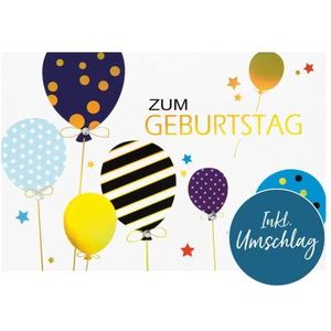 bsb Grappige verjaardagskaart met verjaardagswensen - pop-up kaart - ballonnen - lichtblauwe envelop