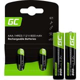 GREEN CELL Oplaadbare batterijen 800 mAh 1,2 V [2 stuks] batterij type AAA Ni-MH voorgeladen Ready-to-use hoge capaciteit HR3 batterij lage zelfontlading, schattige batterij