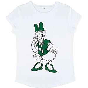 Disney Mickey Classic-Pine Green Daisy Damesshirt met lange mouwen, Wit