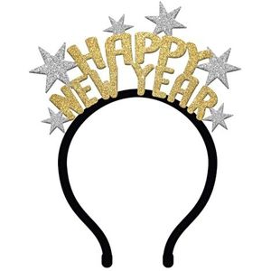 Folat 66099 Tiara Shine BlackGold HNY-Sylvester decoratie voor Nieuwjaar, Nieuwjaar, vrolijk nieuwjaar, Happy New Year, meerkleurig