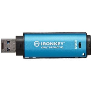 Kingston IronKey Vault IKVP50/512 GB, XTS-AES 256-bit gecodeerde USB-stick voor gegevensbescherming, FIPS 197 gecertificeerd