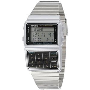 Casio - DBC-611-1D - Databank - Unisex horloge - Quartz Digitaal - LCD wijzerplaat - Grijze stalen armband, Lcd/grijs, armband, Lcd/Grijs, armband