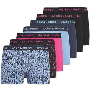 JACK & JONES Jacventura Trunks 7 Pack, Boxer Short, Noir - Emballage : noir - argent lac bleu - argent lac bleu - blazer bleu foncé - rose yarrow - noir, S