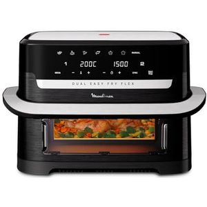 Moulinex Dual Easy Fry Flex, Friteuse à air avec séparateur FlexCook, Capacité 9 l pour jusqu'à 8 personnes, 7 programmes prédéfinis, Noire, EZ9228F0