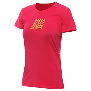 DAINESE - T-shirt Speed Demon Fast Wmn, T-shirt décontracté à col rond en coton, avec logo, femme, rose vif, XXL, Rose vif, XXL