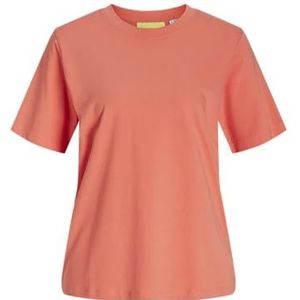 JJXX Jxanna Reg SS Every Logo Tee Jrs Noos T-shirt voor dames, Peach Echo / Print: karmijnroze logo Jjxx