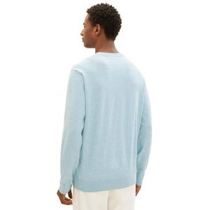 TOM TAILOR Cosy 32716-Light Blue Melange, gebreide trui met V-hals voor heren, XL, 10668-kapitein van de blauwe lucht