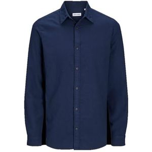 JACK & JONES Jjjoshua Fall Flannel Shirt Ls Vrijetijdshemd voor heren (1 stuk), Marineblauwe blazer, details: effen