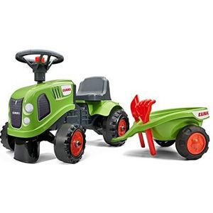 Falk Claas Tractor met aanhanger, vanaf 12 maanden, gemaakt in Frankrijk, schep en hark inbegrepen, 2 personalisatiestijlen, personaliseerbaar kentekenplaat, 212C