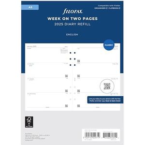Filofax Agenda 2025, weekoverzicht op twee pagina's in A5-formaat in het Engels