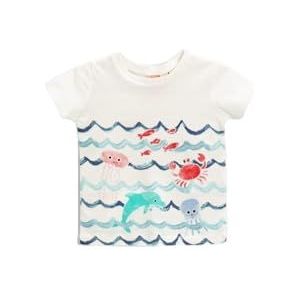 Koton Sea Animal Printed Short Sleeve T-shirt, katoen, ecru (002), 18-24 maanden, baby jongens, ecru (002), 18-24 maanden, Ecru (002)