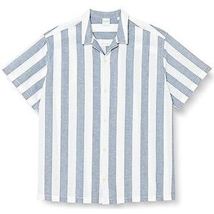 JACK&JONES PLUS Jprsummer Linen Stripe T-shirt S/S PS Herenhemd/blouse, Marineblauw/pasvorm: losse pasvorm