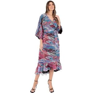 Lovedrobe Kimono met korte mouwen voor dames, abstracte bloemenprint, damesjurk, Meerkleurig