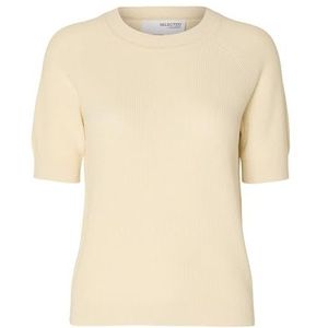 Selected Femme Haut en tricot pour femme à manches courtes, Bouleau, XL