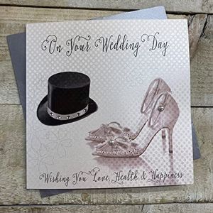 WHITE COTTON CARDS On Your Wedding Day Wishing You Love Health and Happiness, BD33