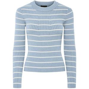 PIECES Pccrista Ls O-Neck Knit Noos Bc, Bleu ciel, S