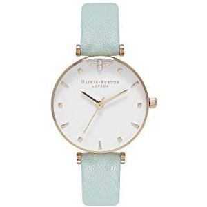 Olivia Burton Analoog kwartshorloge voor dames met leren band mintgroen - OB16AM143, armband