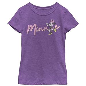 Disney Mickey and Friends Minnie Wave Text Girls T-shirt, paars, XS, Paars.