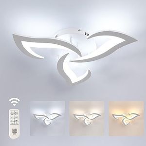 Comely Led-plafondlamp, dimbaar, modern, 35 W, 3937 lm, 3000 K-6500 K, plafondlamp met afstandsbediening, voor slaapkamer, woonkamer, diameter 58 cm, wit