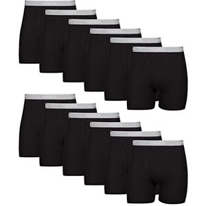 Hanes Tagless Cool Dri boxershorts voor heren met comfortabele tailleband Flex - verpakking van 12 - zwart, XL, 12 stuks, zwart