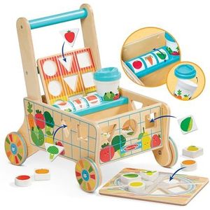Melissa & Doug 30732 Houten winkelwagentje met vormensorteerder en puzzels | Houten speelgoed | Vormensorteerder voor baby's | Ontwikkelingsspeelgoed | 12 maanden | Cadeau voor babyjongen en meisje