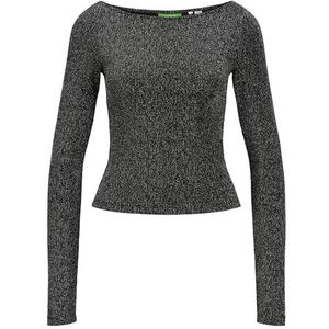 Jack & Jones Jxsigga Str Glitter Boatneck Ls Top Jrs T-shirt met lange mouwen voor dames, Zilver (zilver)