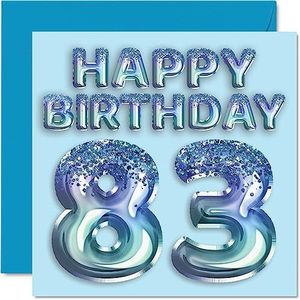 Verjaardagskaart 83 jaar heren - feestballon blauw glitter - verjaardagskaarten voor 83 jaar, overgrootvader, opa, opa, opa, opa, opa, opa, opa, opa, opa,