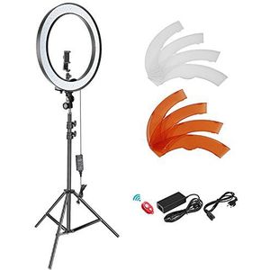 Neewer Variabele SMD LED ringlicht kit 18 inch buitendiameter met 200 cm statief, houder clip voor smartphone en hotshoe-adapter, voor YouTube TikTok video