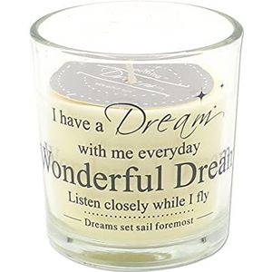 Dekohelden24 Theelichthouder van glas met geurkaars en opschrift ""Dream"", delicate geur, hoogte 7,5 x 7 cm, 7 cm