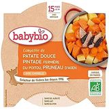 Babybio - Bord van zoete aardappelen, pintade, boerderij, poitou met pruimen, 260 g - 15+ maanden