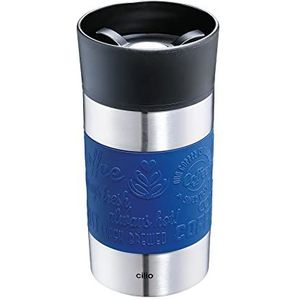 Cilio VIAGGIO Thermosbeker, 300 ml, blauw, met 360 graden snelsluiting, dubbelwandig, lekvrij systeem, ideaal voor alle gangbare koffieautomaten