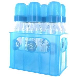 dBb Remond Flessenhouder + 6 glazen flessen - Nn speen - siliconen - rond systeem - transparant turquoise - 240 ml