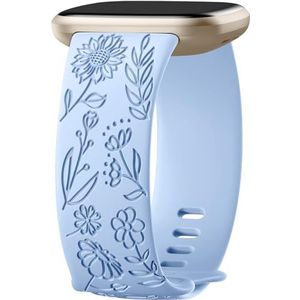 Oielai Zonnebloem armband compatibel met Fitbit Versa 3/Fitbit Versa 4/Fitbit Sense/Fitbit Sense 2 armbanden voor dames, zachte siliconen armband voor Versa 3/Versa 4/Sense 2/Sense, S