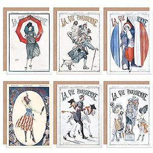 La Vie Parisenne - Levenskaart Frankrijk leger Amerikaanse oorlog met enveloppen, 6 stuks