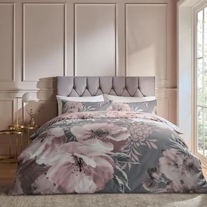 Catherine Lansfield Beddengoedset voor kingsize bed, bloemenpatroon, grijs