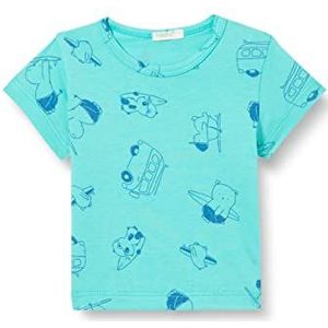 United Colors of Benetton T-shirt 30hpa1031 Baby Jongens T-shirt (1 stuk), Turquoise met 80q print