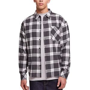 Urban Classics Chemise Boxy Dark Checked pour homme, gris/blanc, 5XL