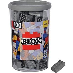 Blox 100 stuks grijze bouwstenen voor kinderen vanaf 3 jaar, 8 bouwstenen in hoogwaardige doos, volledig compatibel met vele andere fabrikanten