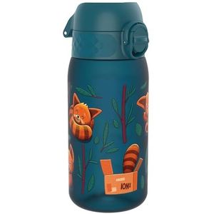 Ion8 Drinkfles voor kinderen, 350 ml, lekvrij, gemakkelijk te openen, veilige vergrendeling, vaatwasmachinebestendig, BPA-vrij, draaggreep, gemakkelijk te reinigen, neutrale koolstof, motief rode