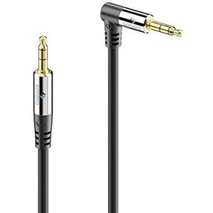 sonero® Premium audiokabel met 1x 90° stekker, 3,5 mm jackstekker, 1,00 m, vergulde contacten, zwart