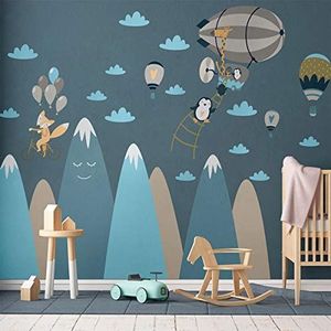 Muursticker voor kinderen, decoratie, reuse, Scandinavische bergen voor babykamer/dieren, 50 x 90 cm