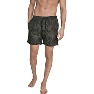 Urban Classics - Palm Zwemshorts - L - Zwart/Groen