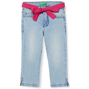 United Colors of Benetton Broek voor meisjes en meisjes, Blauw 902 met riem fuchsia