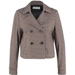 Gerry Weber 430014-31224-9132 Damesblazer, zwarte pied-de-poule camel